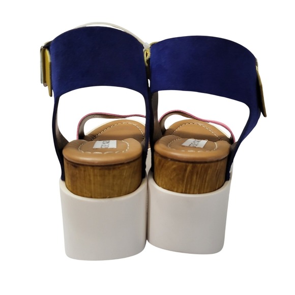 Steve Madden Keanu multi Platform Wedge Sandals Pink Yellow Blue KEAN02S1 38 - Picture 5 of 8